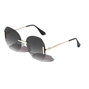 New Oversized Rimless Round Luxury Elegant Aviator Shades Sunglasses Black/ Gold